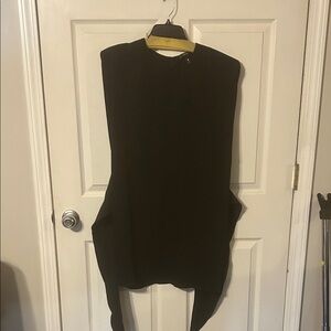 Aqua Black Sleeveless dress with sash, gathered waist in back.